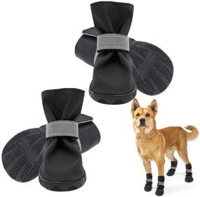 img 4 attached to 🐾 SCENEREAL Waterproof Dog Boots: Heavy-Duty Anti-Slip Shoes for Small, Medium, Large Dogs - Reflective Paw Protectors, Adjustable & Durable (2pcs)