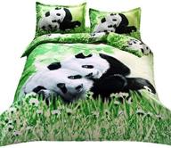 3d cute snuggled pandas queen size bedding sheet set - suncloris: includes duvet cover, flat sheet, and pillowcases (4pc, no comforter inside) logo