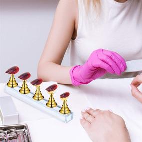 img 1 attached to 🧲 Dual-Color Magnetic Nail Tip Stand: 2 Sets of Acrylic Nail Display Stands for Effortless DIY Nail Art and Manicure Practice (Gold and Silver)