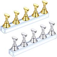 🧲 dual-color magnetic nail tip stand: 2 sets of acrylic nail display stands for effortless diy nail art and manicure practice (gold and silver) logo
