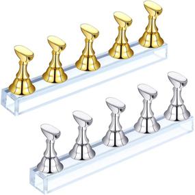 img 4 attached to 🧲 Dual-Color Magnetic Nail Tip Stand: 2 Sets of Acrylic Nail Display Stands for Effortless DIY Nail Art and Manicure Practice (Gold and Silver)