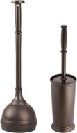 🚽 mdesign modern compact bronze toilet bowl brush and plunger combo set - bathroom storage, heavy duty, deep cleaning - 2 pack logo