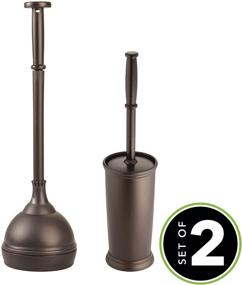 img 3 attached to 🚽 mDesign Modern Compact Bronze Toilet Bowl Brush and Plunger Combo Set - Bathroom Storage, Heavy Duty, Deep Cleaning - 2 Pack