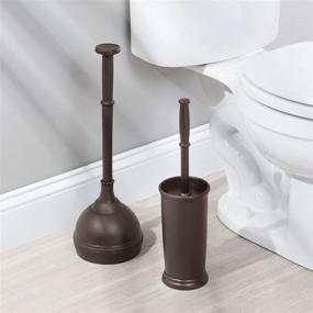 img 2 attached to 🚽 mDesign Modern Compact Bronze Toilet Bowl Brush and Plunger Combo Set - Bathroom Storage, Heavy Duty, Deep Cleaning - 2 Pack