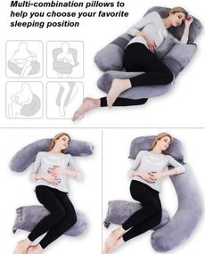 img 1 attached to Ultimate Comfort: AS AWESLING 60in Full Body Pillow with Detachable Side - Perfect for Nursing, Maternity, and Pregnancy Support - Extra Large U Shape Pillow and Lounger - Grey