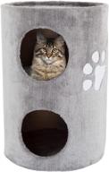 🏠 petmaker 20.5-inch cat condo: 2 story cat house with scratch pad & soft fabric - gray, barrel shaped pet house logo