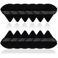 🖤 12-piece set of soft triangle wedge shape cotton powder puffs - ideal for loose powder, mineral powder, body powder, velour cosmetic foundation, and makeup application (black) logo