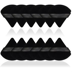 img 4 attached to 🖤 12-Piece Set of Soft Triangle Wedge Shape Cotton Powder Puffs - Ideal for Loose Powder, Mineral Powder, Body Powder, Velour Cosmetic Foundation, and Makeup Application (Black)