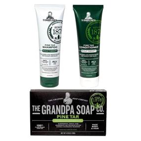 img 4 attached to 🌲 Grandpa's Pine Tar Bar Soap Shampoo and Conditioner - Best Natural Treatment for Sensitive Skin - 3 Pack Value Bundle Set