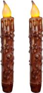 🕯️ cvhomedeco real wax hand dipped led timer taper candles - country primitive flameless lights décor, 6-3/4 inch, coffee (2 pcs) логотип