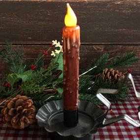 img 3 attached to 🕯️ CVHOMEDECO Real Wax Hand Dipped LED Timer Taper Candles - Country Primitive Flameless Lights Décor, 6-3/4 Inch, Coffee (2 PCS)