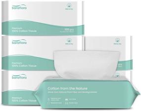 img 4 attached to 🧻 Saraflora 100% Cotton Facial Tissue: Ultra-Soft Dry Removing Wipes for Sensitive Skin (600 Count)