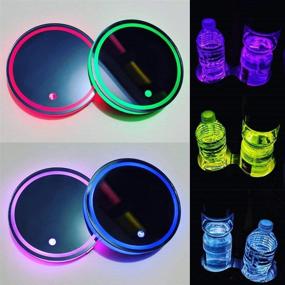 img 4 attached to 🌈 Яркие 2 шт. светодиодные подстветки для держателя кубка: USB-зарядные подстаканники для автомобиля для подростков