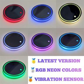 img 1 attached to 🌈 Яркие 2 шт. светодиодные подстветки для держателя кубка: USB-зарядные подстаканники для автомобиля для подростков