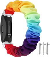 fastgo scrunchies: стильные эластичные браслеты для замены для fitbit inspire hr/inspire 2/inspire band – дизайн радуги. прекрасный подарок для женщин и девочек, размер small/medium. логотип