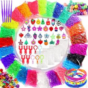 img 4 attached to 🎁 Rubber Band Bracelet Kit – Loom Bracelet Making Set with 14946+ Loom Bands Refill in 24 Vibrant Colors, 400 Clips, 100 Beads, 30 Charms, 10 Hooks, 5 Y Looms – DIY Rubber Band Bracelet Gift for Kids