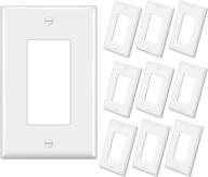 🔌 top-rated [10 pack] bestten 1-gang mid size decorator wall plate: unbreakable polycarbonate outlet and switch cover, ul listed, white (h5.00” x w3.18”) logo