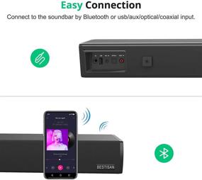 img 3 attached to 🔊 Звуковая панель Bestisan Home Audio для телевизора, 24 дюймов, беспроводная технология Bluetooth 5.0, звуковые панели для телевизоров/ПК/проекторов, оптический/коаксиальный/аудиовход/USB, 3 режима эквалайзера, объемный звук 3D