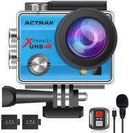 📷 actman 4k 20mp action camera - waterproof 40m, 30fps, dual microphone, 2 batteries, remote control, upgraded eis, wifi, sport cam with bicycle & helmet mounting accessories kit logo