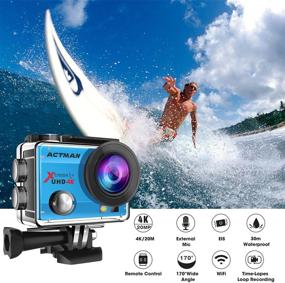 img 2 attached to 📷 ACTMAN 4K 20MP Action Camera - Waterproof 40M, 30FPS, Dual Microphone, 2 Batteries, Remote Control, Upgraded EIS, WiFi, Sport Cam with Bicycle & Helmet Mounting Accessories Kit