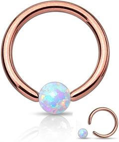 img 2 attached to 👑 Stylish Amelia Fashion 16 Gauge Rose Gold Captive Bead Ring with Round Synthetic Opal - Hypoallergenic Surgical Steel