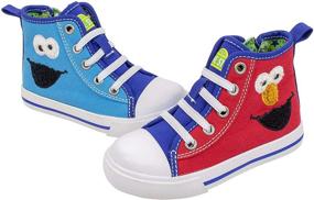 img 2 attached to 👟 Sesame Street Elmo Shoes: Hi Top Sneakers with Laces for Toddlers and Kids (Sizes 6-12)