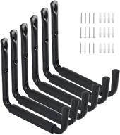 versatile heavy-duty garage storage utility hooks: 9'' jumbo arm for ladder, tool chair, hose - wall mount organizer (6 pack - black) logo