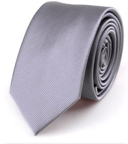 img 4 attached to Sharp & Stylish: Ainow Skinny Necktie with Striped Texture - Essential Men's Accessory