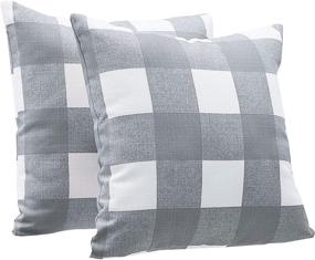 img 4 attached to ✨ Amazon Basics 2-Pack Textured Weave Decorative Throw Pillows - 18-Inch Square, Grey Gingham Plaid - Stylish and Cozy Accent for Your Home