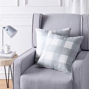 img 1 attached to ✨ Amazon Basics 2-Pack Textured Weave Decorative Throw Pillows - 18-Inch Square, Grey Gingham Plaid - Stylish and Cozy Accent for Your Home