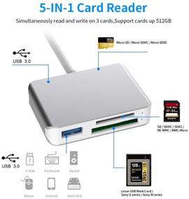 img 3 attached to 🚀 Rocketek USB 3.1 Gen1 Multi-Card Reader/Writer with USB 3.0 Hub – XQD/SD/MicroSD Card Support, 2 USB 3.0 Ports for Windows, Mac, Linux