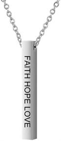 img 1 attached to Vertical Long Bar Stainless Steel Collar Pendant Necklace - Inspiring Mantra and Encouragement Statement Charm for SEO