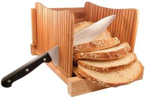 img 3 attached to 🍞 Bamboo Bread Slicer for Homemade Bread - Foldable & Compact Cutting Guide with Crumb Catcher Tray - Adjustable 3 Thickness Loaf Bread Cutting Board for Sandwiches, Bagels, and Toast Slicing