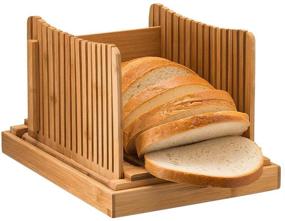 img 4 attached to 🍞 Bamboo Bread Slicer for Homemade Bread - Foldable & Compact Cutting Guide with Crumb Catcher Tray - Adjustable 3 Thickness Loaf Bread Cutting Board for Sandwiches, Bagels, and Toast Slicing