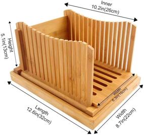 img 2 attached to 🍞 Bamboo Bread Slicer for Homemade Bread - Foldable & Compact Cutting Guide with Crumb Catcher Tray - Adjustable 3 Thickness Loaf Bread Cutting Board for Sandwiches, Bagels, and Toast Slicing