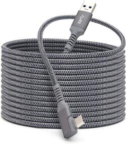 img 4 attached to 20FT KRX USB A to C 3.2 Gen1 Silver Braided Cable: Fast Charging & Data-Transmission for Oculus Quest and Quest 2 Link