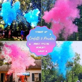 img 3 attached to 🎉 Gender Reveal Confetti Powder Cannon - 2 Blue & 2 Pink Poppers - Smoke Powder Confetti Sticks Cannons - Gender Reveal Party Supplies - Gender Reveal Stickers 40pcs (20 Girl & 20 Boy)
