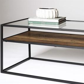 img 2 attached to 🏞️ Walker Edison Modern Reversible Rectangle Coffee Table with Ottoman Storage Shelf, 40 Inch, Grey and Rustic Oak - Living Room Accent