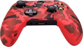 img 1 attached to 🎮 Enhanced Grip Silicone Rubber Controller Skin Case with Customizable Camouflage Design for Xbox One/S/X - Red & Blue (Pack of 2) + FPS PRO Extra Height Thumb Grips x 8