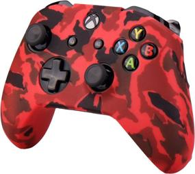 img 3 attached to 🎮 Enhanced Grip Silicone Rubber Controller Skin Case with Customizable Camouflage Design for Xbox One/S/X - Red & Blue (Pack of 2) + FPS PRO Extra Height Thumb Grips x 8