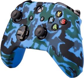 img 2 attached to 🎮 Enhanced Grip Silicone Rubber Controller Skin Case with Customizable Camouflage Design for Xbox One/S/X - Red & Blue (Pack of 2) + FPS PRO Extra Height Thumb Grips x 8