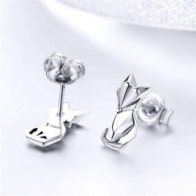 img 2 attached to 🦊 SEO-Optimized: Presentski 925 Sterling Silver Origami Fox Earrings, Animal Studs Ear Studs, Perfect Birthday Gift for Girls and Women