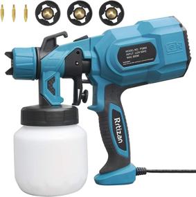 img 4 attached to Rrtizan HVLP Paint Sprayer, 800W High Power Electric Spray Gun with 3 Copper Nozzles, 3 Spray Patterns for Ceiling, Fence, Cabinets, Tables, Chairs, Walls, Crafts