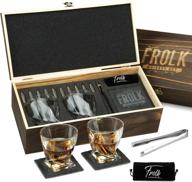 🥃 ultimate bullet shaped whiskey stones gift set for men - 10 stainless-steel chilling bullets - 11 oz two large twisted whiskey glasses, slate coasters, tongs - premium bundle in pine wood box logo