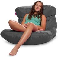 high-end laguna lounger bean bag chair for bedrooms, dorm rooms - teens, kids, and adults - soft and spacious - charcoal gray nylon finish logo