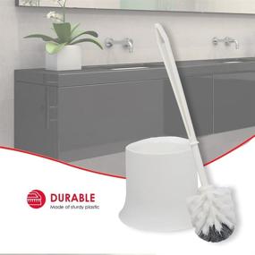 img 1 attached to 🚽 Home Basics Sturdy White Toilet Brush with Compact Holder for Deep Cleaning and Bathroom Storage