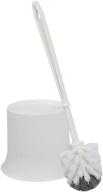 🚽 home basics sturdy white toilet brush with compact holder for deep cleaning and bathroom storage logo
