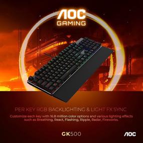 img 1 attached to 💡 AOC Gaming RGB Mechanical Keyboard with Detachable Wrist Rest and Outemu Blue Switches - 104-Key, Full NKRO, Light FX RGB, G-Tools Software (GK500)