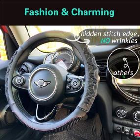 img 3 attached to Enhance Your Driving Experience with the PINCTROT Steering Wheel Cover - Supreme Grip and Anti-Slip 3D Honeycomb Design, Universal 15 Inch (Black)
