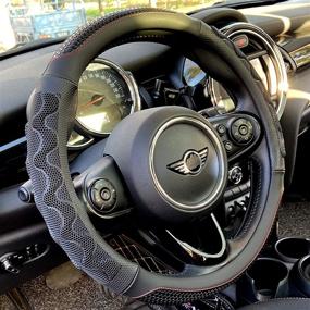 img 4 attached to Enhance Your Driving Experience with the PINCTROT Steering Wheel Cover - Supreme Grip and Anti-Slip 3D Honeycomb Design, Universal 15 Inch (Black)